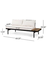 Streamdale Furniture Theo 2-Seater Sofa: Acacia Wood, Water-Resistant Cushions, Iron Frame