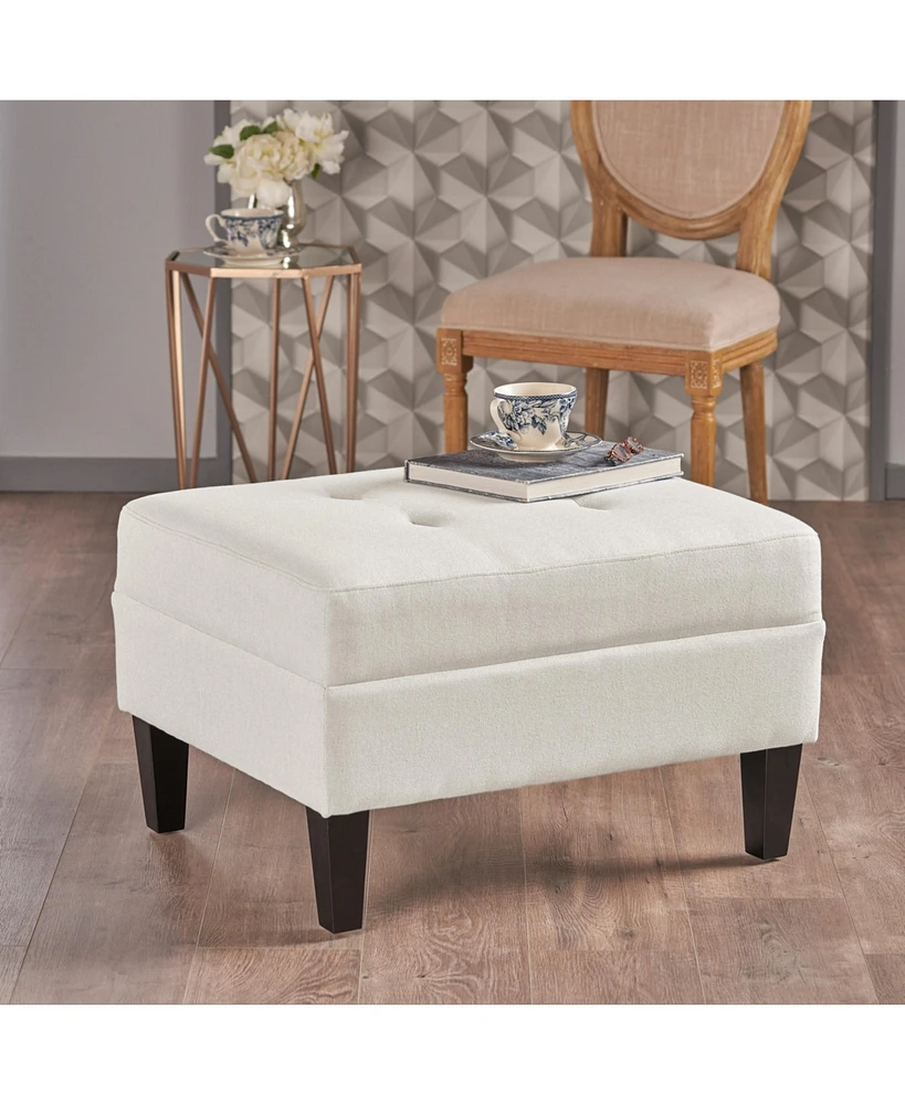 Simplie Fun Plush Ottoman with Birch Legs for Comfort and Style