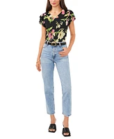 Vince Camuto Women's Floral-Printed Ruffled-Sleeve Top