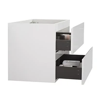 Wall mount bathroom vanity Without basin, white color, with two drawer, Pre-assembled