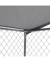 Dog Kennel Outdoor with Waterproof Canopy 181" 181" 71.65"