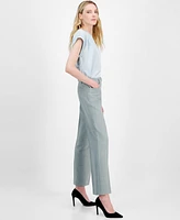 Tahari Asl Women's Heathered Mid Rise L-Pocket Pants