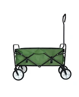 Folding Wagon Garden Shopping Beach Cart (Green)