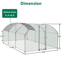 Large Chicken Coop Metal Chicken Run with Waterproof and Anti-uv Cover, Dome Shaped Walk-in Fence Cage Hen House for Outdoor and Yard Farm Use, 1"