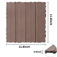 Wood Plastic Composite Deck Tiles Set of 20, Sustainable Fsc Composite Decking Resist Rust, Water, Weather, Easy to Diy & Maintain, Ideal for Patios