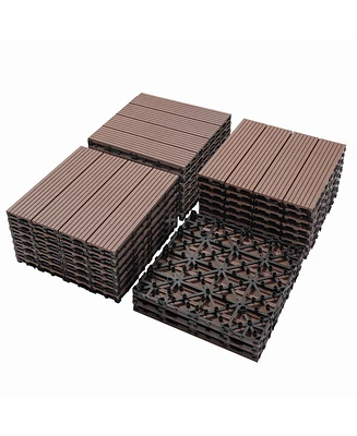 Wood Plastic Composite Deck Tiles Set of 20, Sustainable Fsc Composite Decking Resist Rust, Water, Weather, Easy to Diy & Maintain, Ideal for Patios