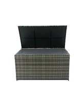 Outdoor Storage Box, 200 Gallon Wicker Patio Deck Boxes with Lid, Outdoor Cushion Storage for Kids Toys, Pillows, Towel
