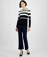 Anne Klein Women's Striped Crewneck Long-Sleeve Sweater