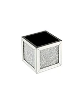 Simplie Fun Noralie Ottoman W/Storage Mirrored & Faux Diamonds