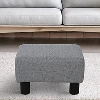 Ottoman Foot Rest, Small Foot Stool with Linen Fabric Upholstery and Plastic Legs, Cube Ottoman for Living Room, Gray