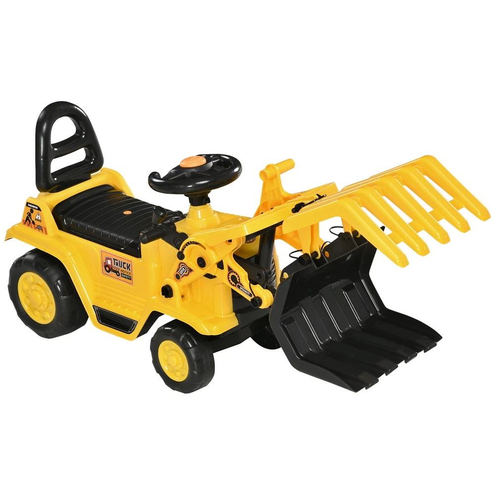 Streamdale Furniture Kids Excavator Ride-on Pulling Cart with Sound Effects, Kids Digger Sit n Scoot Ride