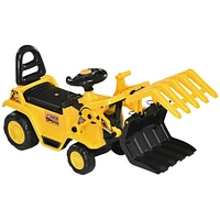 Streamdale Furniture Kids Excavator Ride-on Pulling Cart with Sound Effects, Kids Digger Sit n Scoot Ride