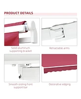 10' x 8' Retractable Awning, Patio Awnings, Sunshade Shelter w/ Manual Crank Handle, Uv & Water-Resistant Fabric and Aluminum Frame for Deck, Balcony,