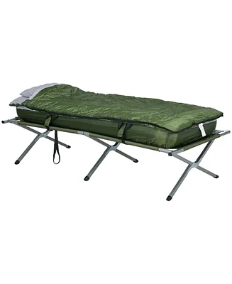 Simplie Fun Camping Cot, Outdoor Folding Bed Set with Mattress, Sleeping Bag, Pillow, and Carry Bag, Comfortable and Portable, for Travel Camp Beach