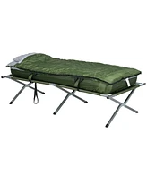 Simplie Fun Camping Cot, Outdoor Folding Bed Set with Mattress, Sleeping Bag, Pillow, and Carry Bag, Comfortable and Portable, for Travel Camp Beach