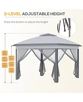 Streamdale Furniture 11' x 11' Pop Up Canopy Tent with Netting and Carry Bag, Instant Gazebo Sun Shelter, Tents for Parties with 121 Square Feet of Sh