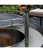 2-in-1 Smokeless Fire Pit, Bbq Grill, 25" Portable Wood Burning Firepit with Cooking Grate, Ash Tray & Poker, Low Smoke Camping Bonfire Stove for