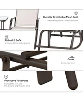 Streamdale Furniture Outdoor Glider Chairs with Coffee Table, Patio 2-Seat Rocking Chair Swing Loveseat with Breathable Sling for Backyard, Garden, an