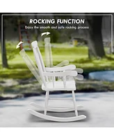 Outdoor Wood Rocking Chairs Set of 2, 350 lbs. Porch Rockers with High Back for Garden, Patio, Balcony, White
