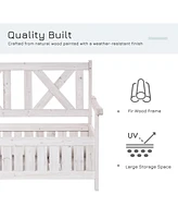 Simplie Fun Patio Wooden Bench with Storage Box, 29 Gallon Outdoor Storage Bench, Large Entryway Deck Box w/ Unique X