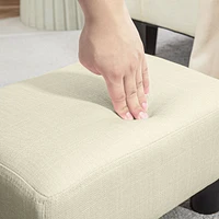 Ottoman Foot Rest, Small Foot Stool with Linen Fabric Upholstery and Plastic Legs, Cube Ottoman for Living Room