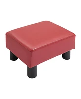 Streamdale Furniture Ottoman Foot Rest, Small Foot Stool with Faux Leather Upholstery, Rectangular Ottoman Footrest with Padded Foam Seat and Plastic