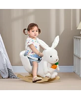 Streamdale Furniture Baby Rocking Horse, Riding Horse, Bunny Rabbit Themed Rocker with Carrot Toy, Realistic Sound, & Pedals for Boy Girl Aged 18