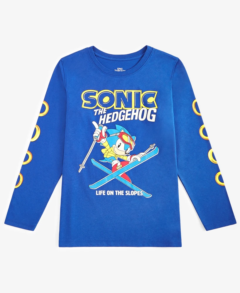 Epic Threads Little & Big Boys Sonic The Hedgehog Ski Graphic Long-Sleeve T-Shirt, Exclusively at Macy's