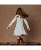 Hope & Henry Little Girls Organic Long Sleeve Schoolgirl Cable Sweater Dress