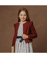 Hope & Henry Girls Organic Milano Ruffle Shoulder Cardigan