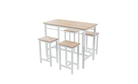 Slickblue 5-Piece Modern Kitchen Table Set with 4 Bar Stools - Stylish Dining Bar Table Set