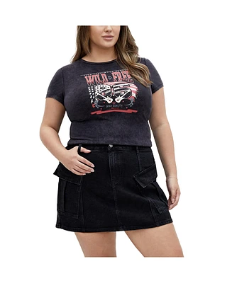 City Chic Women's Micro Print Wash Tee