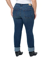 Seven7 Plus Mid Rise Straight Leg Jeans with High Cuff