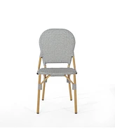Outdoor Pe Rattan And Aluminum Armless French Bistro Chairs, Set Of 2, Gray And Bamboo Finish