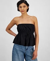 And Now This Women's Linen-Blend Strapless Tie-Front Top, Created for Macy's