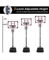 Streamdale Furniture Portable Basketball Goal System with Stable Base and Wheels, use for Indoor Outdoor teenagers youth height adjustable 5.6 to 7ft