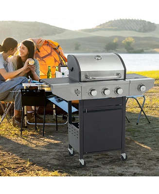 Streamdale Furniture Propane Grill 3 Burner Barbecue Grill Stainless Steel Gas Grill with Side Burner, 37,000 Btu Outdoor Cooking, Patio, Garden Barbe