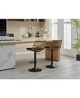 Simplie Fun Set of 2 Rattan Bar Stool, 360 Swivel Bar Chair, Counter Height Chair with Footrest for Kitchen, Dining Room