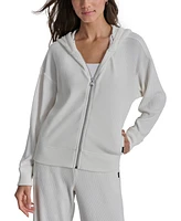 Dkny Women's Brushed Rib-Knit Front-Zip Hoodie Jacket