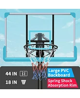 Streamdale Furniture Height Adjustable 7 to 10ft Basketball Hoop 44 Inch Backboard Portable Basketball Goal System with Blue Stable Base and Wheels, U