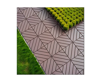 Simplie Fun 44 Pack Plastic Interlocking Deck Tiles(Brown)