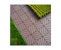 Simplie Fun 44 Pack Plastic Interlocking Deck Tiles(Brown)