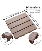 Simplie Fun Plastic Interlocking Deck Tiles, 44 Pack 12" x12" Waterproof Patio Deck Tiles for Outdoor, Poolside, Balcony, Backyard