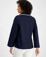 Nautica Jeans Women's Cotton Spread-Collar Long-Sleeve Top