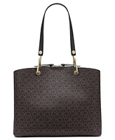 Calvin Klein Garnet Signature Triple Compartment Top Zipper Tote
