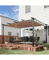 Simplie Fun 10' x 13' Aluminum Patio Pergola with Retractable Pergola Canopy, Backyard Shade Shelter for Porch, Outdoor Party, Garden, Grill Gazebo, C