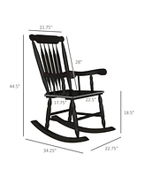 Outdoor Wood Rocking Chairs Set of 2, 350 lbs. Porch Rockers with High Back for Garden, Patio, Balcony, Black
