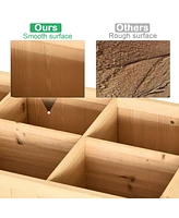 43x18x30in Raised Garden Bed with 8 Pockets and Shelf, Wooden Elevated Planter Box with Legs to Grow Herbs, Vegetables, and Flowers, Natural