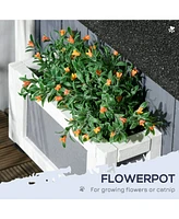 Outdoor Cat House with Weather-resistant Roof & Garden Bed, Outdoor Cat Shelter Enclosure with Multiple Entrances, Modern Cat Furniture Hideout, Cat G