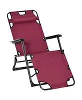 Simplie Fun Folding Chaise Lounge Chair for Outside, 2-in